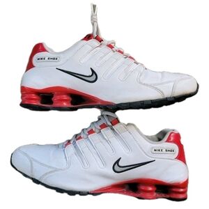 Nike Shox NZ Leather White University Red 2019 Sneaker Running Shoe 10.5 Great